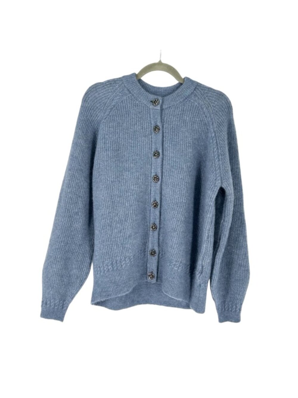 NWT Sézane Othello Baby Alpaca Cardigan in Ice Blue - Picture 2 of 11